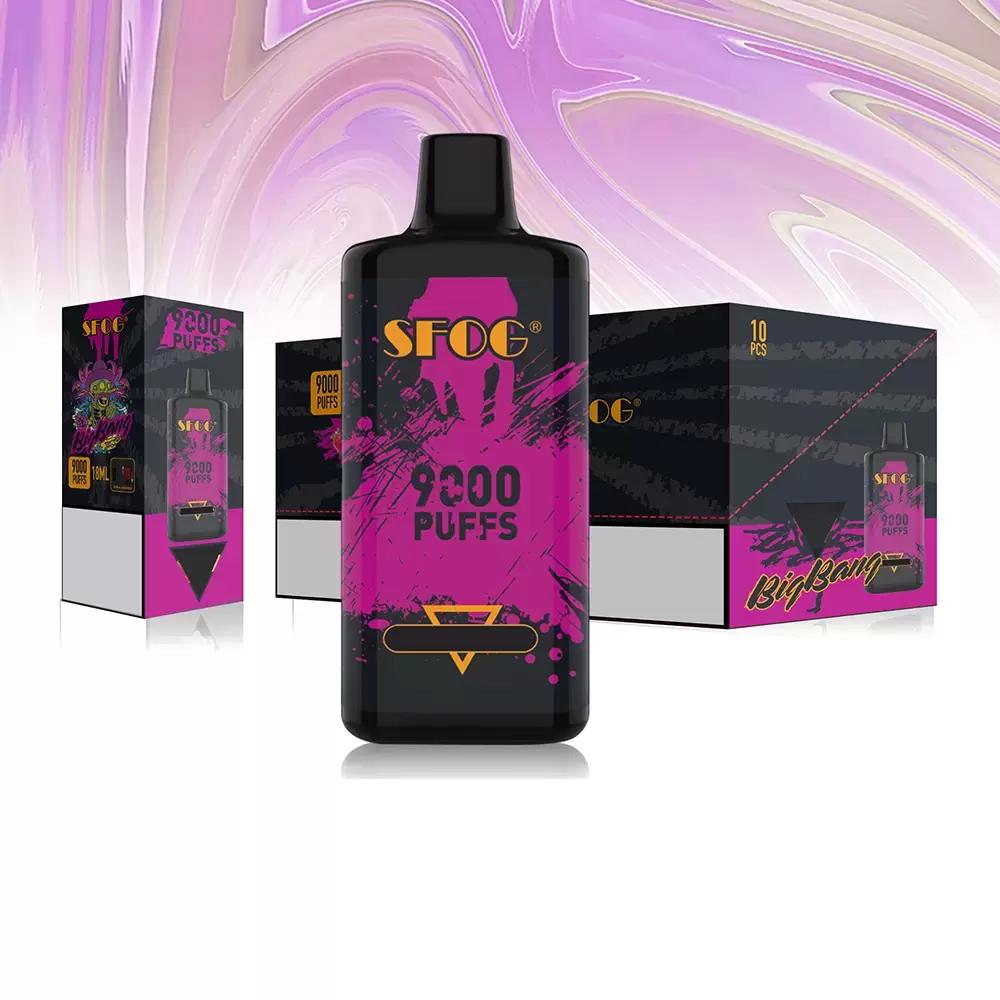 

new SFOG big bang disposable electronic cigarette device mesh coil vapes puff bar 9000puffs 18ml 950mah Prefilled vape box mod rechargeable e-cigarettes