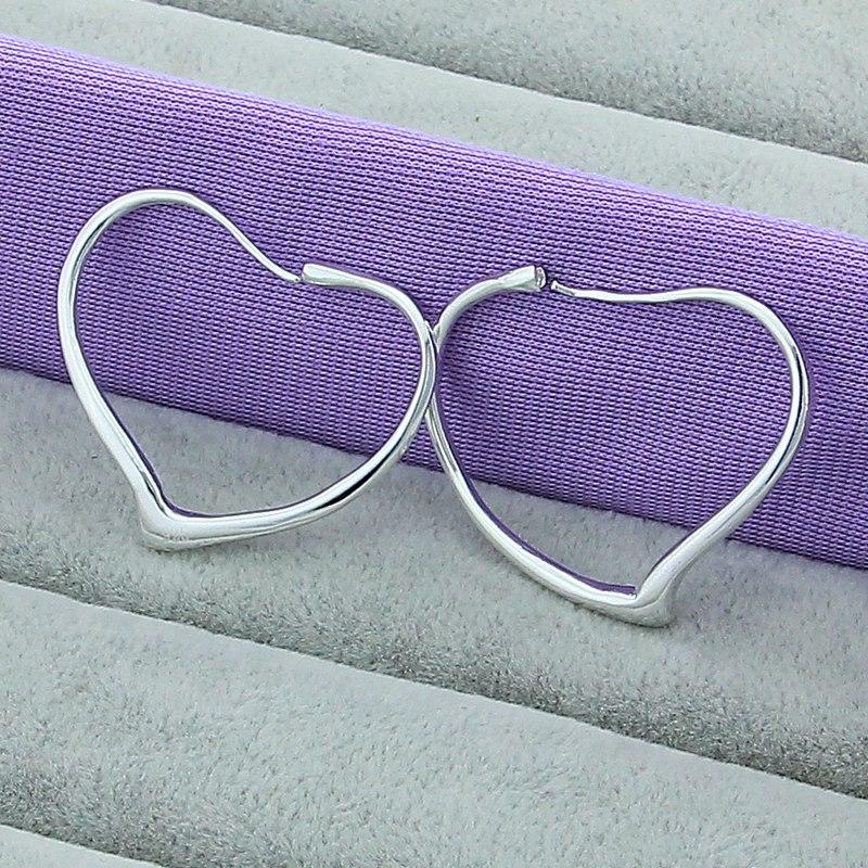 

Hoop & Huggie Sterling Silver Earrings Heart Simple For Women Charm Jewelry Gifts NE369Hoop