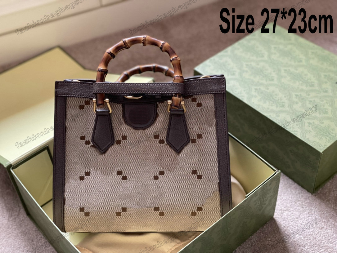 

Designer Handbag Jumbo Canvas Diana Bamboo Handle Tote Camel / Ebony Shoulder Bag Vintage CrossBody Womens Luxury Wallet Square shape Purse