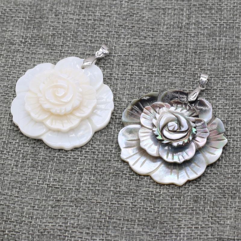 

Pendant Necklaces Natural Mother Of Pearl 3 Layer Flower White Shell For Jewelry Making DIY Charm Necklace Accessories Szie 47x47mmPendant