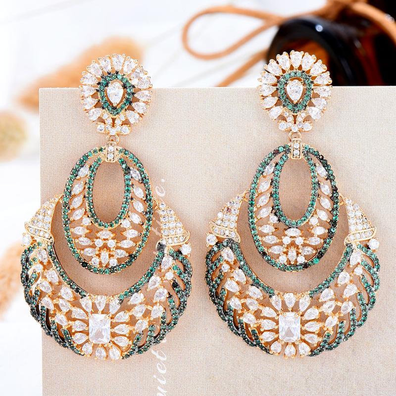 

Dangle & Chandelier GODKI Multicolor Geometry Earrings For Women Wedding Zircon Waterdrop Dubai Bridal Costume Jewelry Summer Party