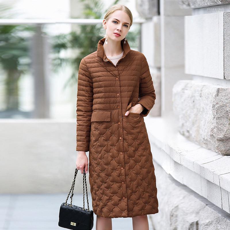 

Women' Down & Parkas Jacket 2022 Pocket Warm Medium Long Winter Coat Women Comfortable Turn Collar Embroidery Casual Solid Jacket1 Phin22, Coffee