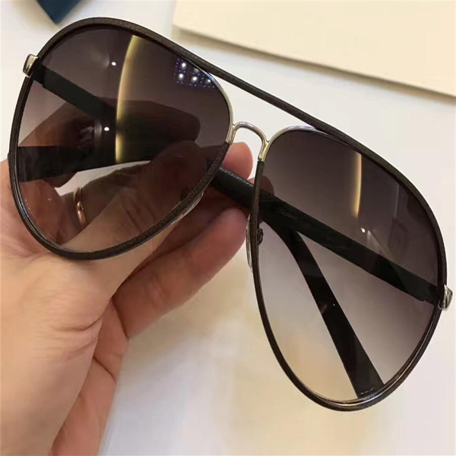 

2887 Brown Leather Frame Brown Gradient Sunglasses 2887S Men Pilot Sunglasses with Case Box261G