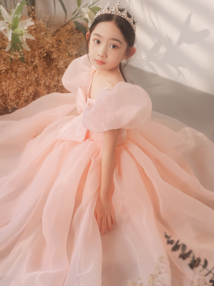 Cute pink Lace Little Kids Flower Girl Dresses for wedding Princess Jewel Neck Tulle Applique Puffy Floral Formal Wears Party Communion Pageant G-image-758694286