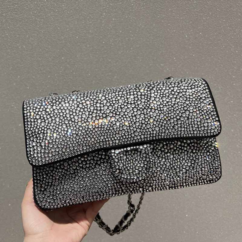 

25CM Flap Jumbo Glitter Designer Bag Shimmer Rhinestone Classic Handbag Silver-Tone Metal Chains Shoulder Bags Inimtable Timeless Quilting Crossbody Bags Womens, Multi-color