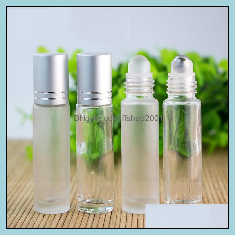 

Packing Bottles Office School Business Industrial 10Ml Essential Oil Roll-On Transparent Frosted Glass Bottle Stainless Steel Roller Balls
