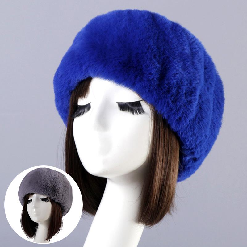 

Berets Winter Elastic Earmuffs Turban Thick Furry Hairband Fluffy Russian Faux Fur Women Headband Hat Outdoor Ski Hats, 11