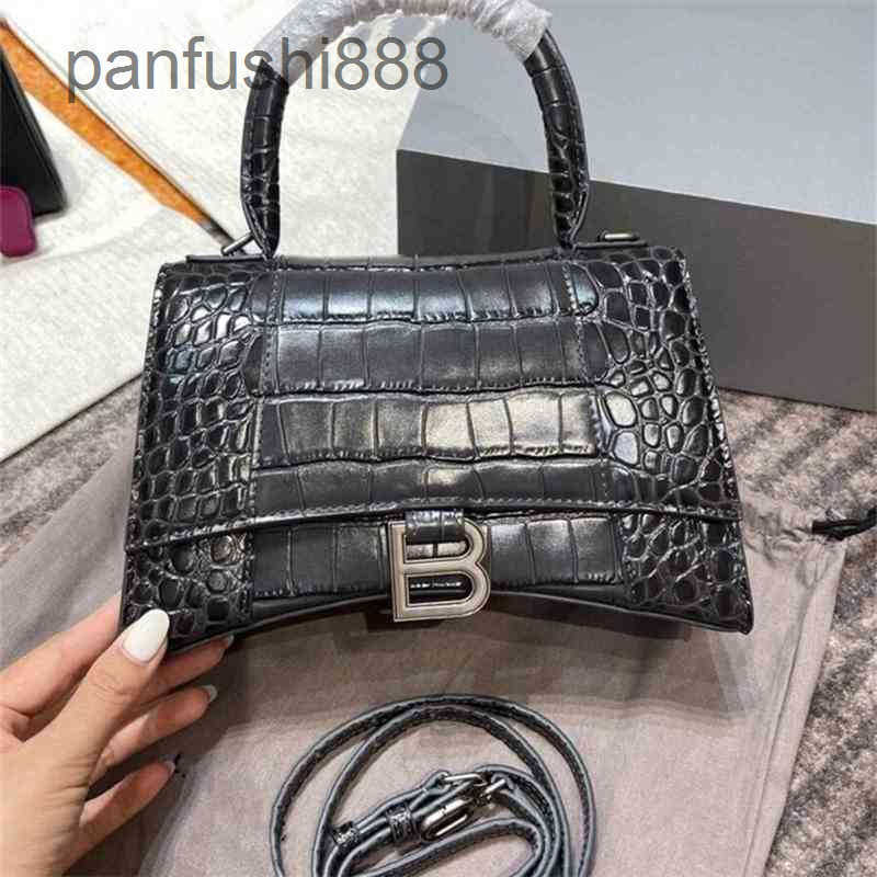 

Hourglass Designer balenciga Advanced Crocodile Bag Color Net Red Same Leather Handbag B-shaped Single Shoulder Diagonal Women's, Crocodile black (black buckle s) hot