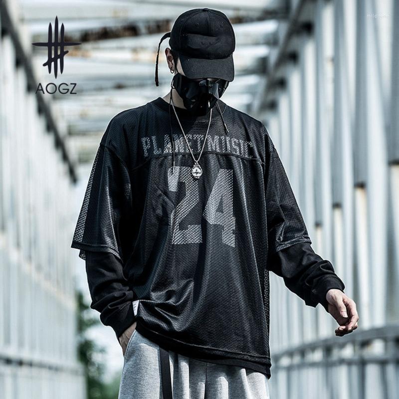 

Men's T-Shirts Spring Long Sleeve T Shirts Fake Two Pullover Sweatshirts Men Harajuku Hip Hop Tee Streetwear Tops Black OversizedMen's Mild2