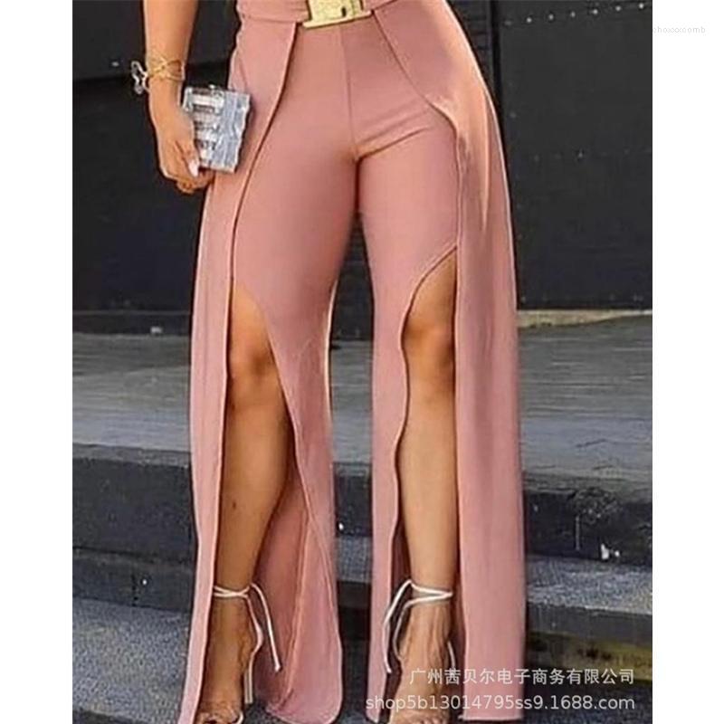 

Women' Pants & Capris WEPBEL Sexy Slit Bodycon Ladies Elegant Fashion Autumn High Waist Slim Fit Skinny Trousers With Belt, Pink
