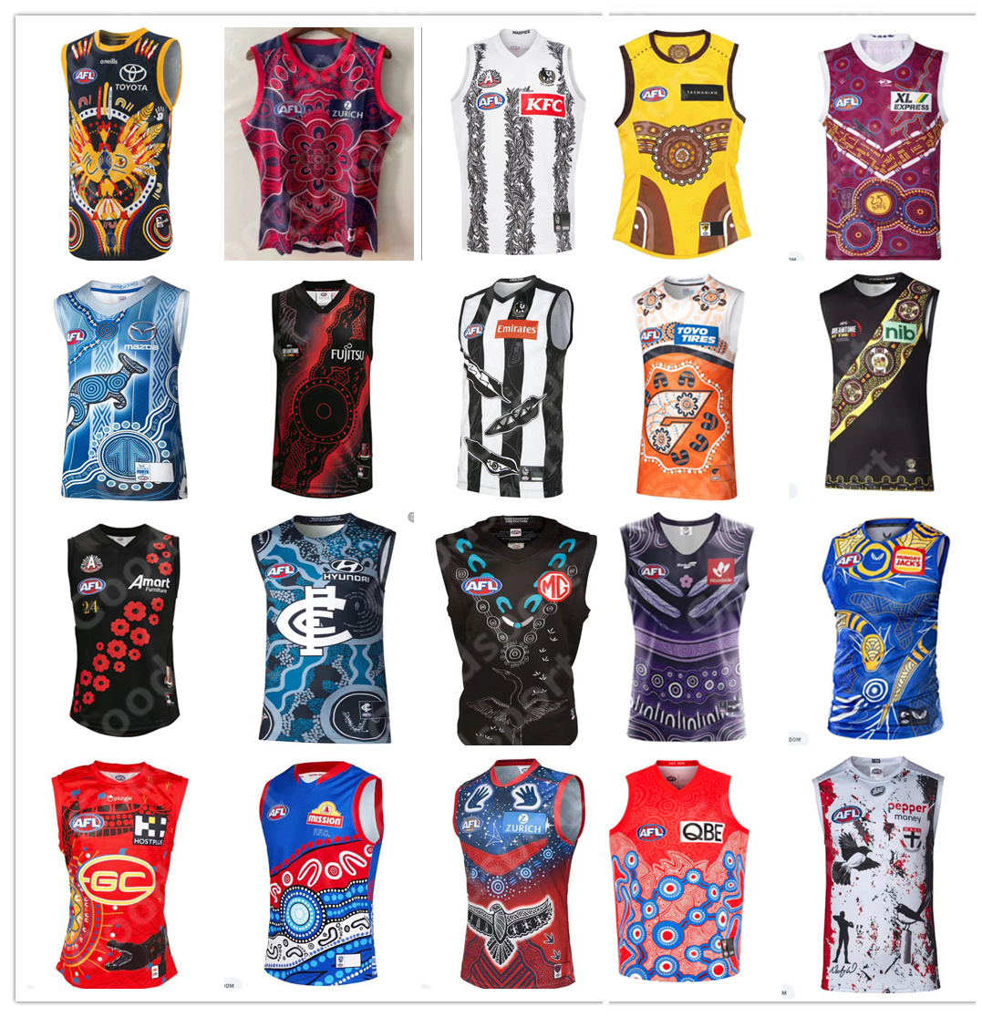 

22/23 AFL port Adelaide crows Essendon Bombers jersey Brisbane Lions fremantle dockers tank top gold coast suns Hawthorn Hawks vest Australian Rules shirts