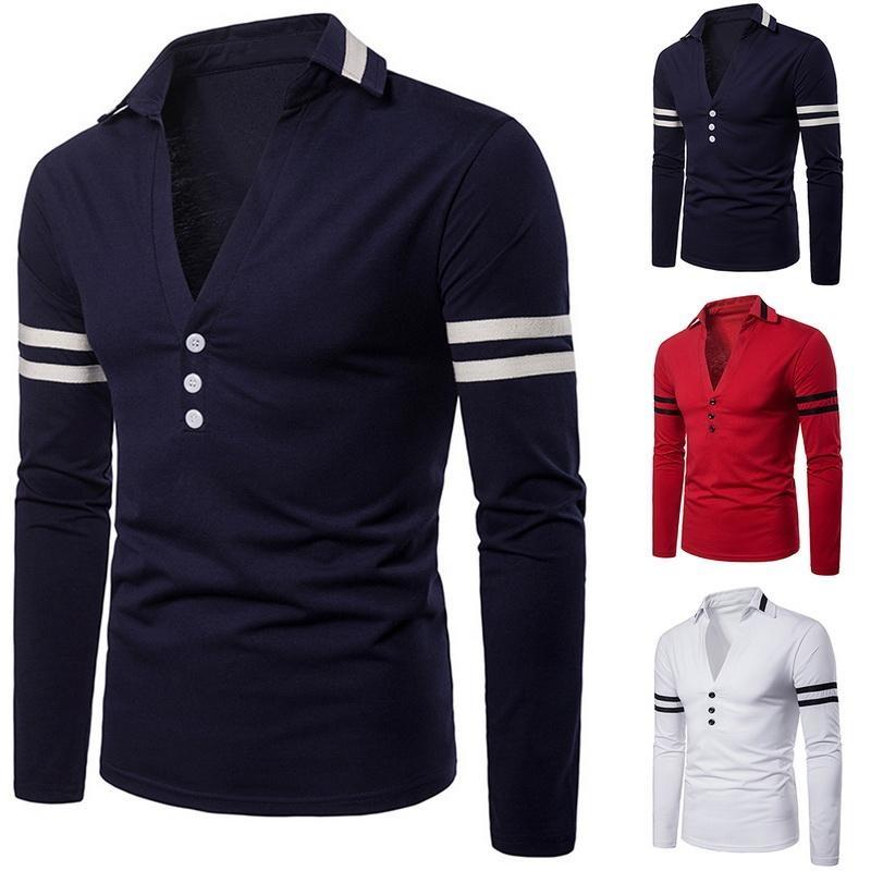 

Men' Sweaters Men' Fashion Solid Deep V Neck Button Casual Mens Knitted Turndown Collar Long Sleeve Striped Pullover Sweater WhiteMen, Red