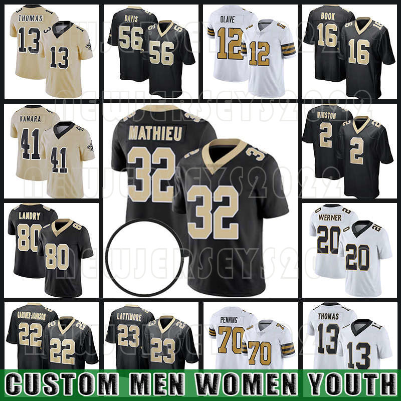 

23 Marshon Lattimore Football 41 Alvin Kamara Jerseys 32 Tyrann Mathieu Chris Olave Chauncey Gardner-Johnson New Orleans Saints Michael Thomas Jarvis Landry, Custom youth(shengtu)