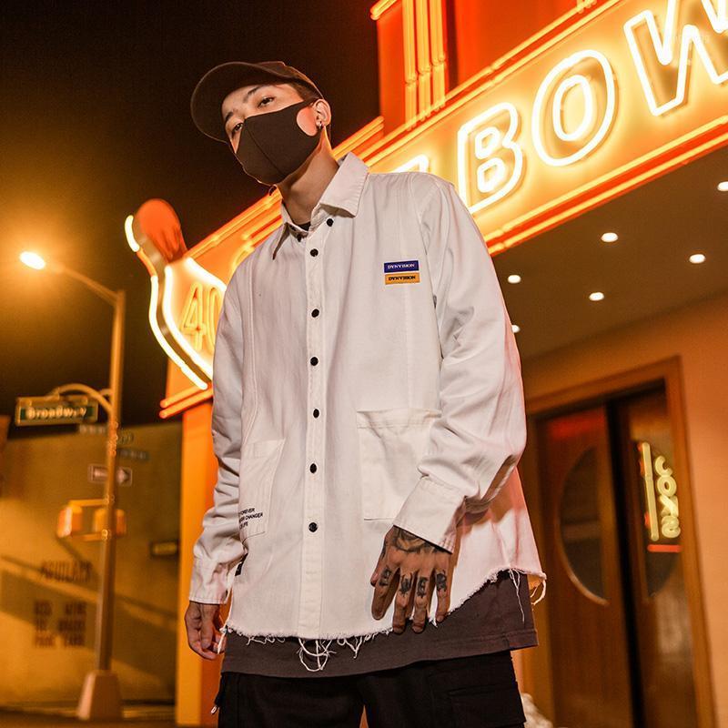 

Japanese Fashion Shirts Casual Loose Long Sleeve Autumn Streetwear Cotton Button Up Shirt Camisa Hombre Men's Clothing DB60SH, Black