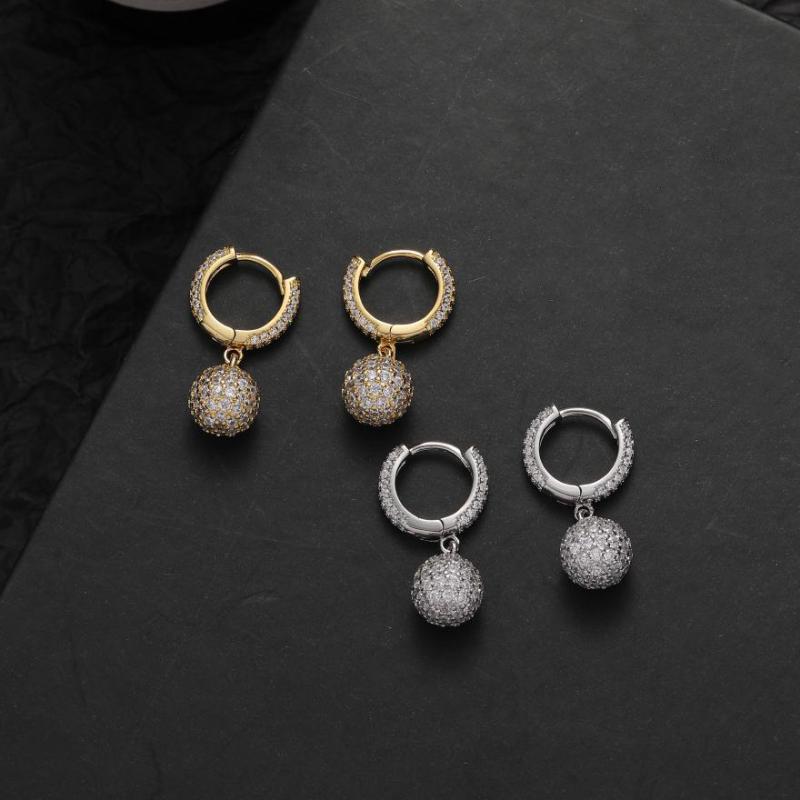 

Pendant Necklaces Hip Hop 1pair Silver Color 8mm Cubic Zirconia Ball Drop Earrings Iced Out Bling Charm Jewelry For Men Women GiftPendant Pe