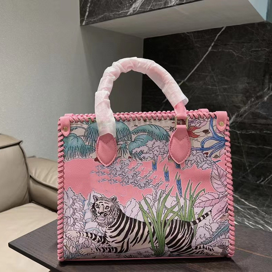 

Female Weaving Tote Messenger Bags Woman Two Color Luxury Designer Handbag Bag Printing Tiger Purses Womens Handbags Brand Women Girls, Customize