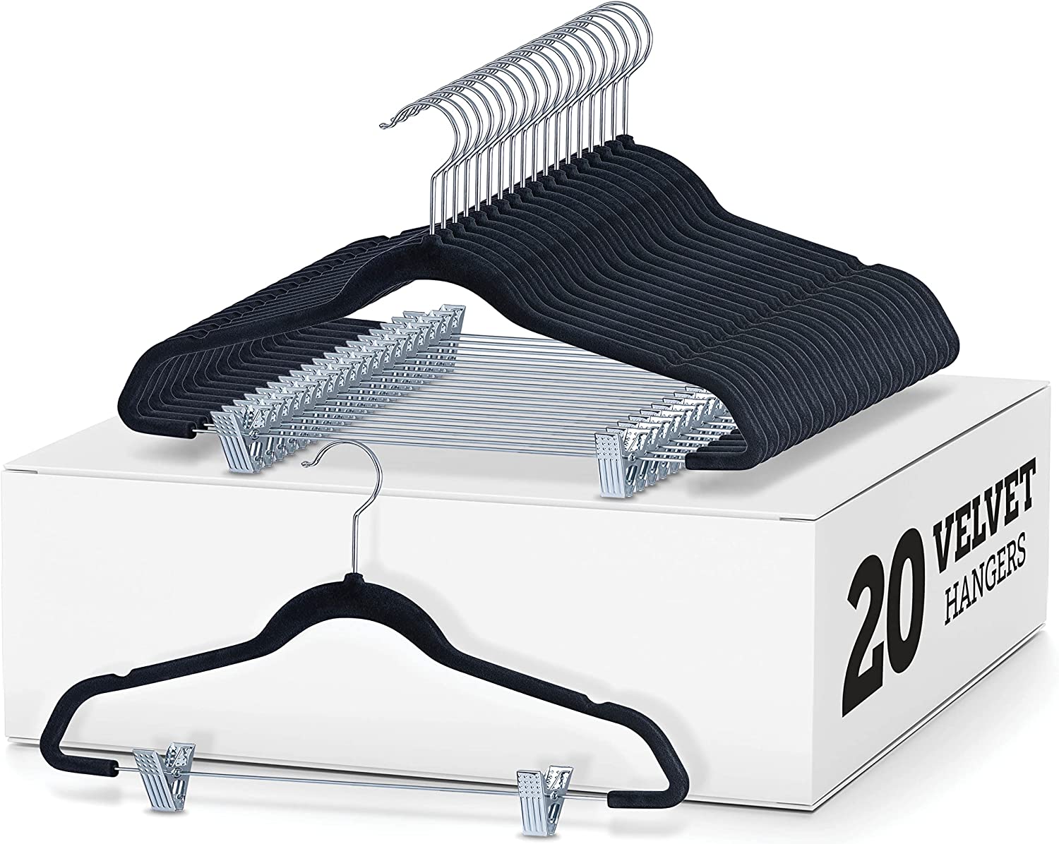 

Nobemall Velvet Hangers with Clips Ultra Thin Non Slip Pants Hangers