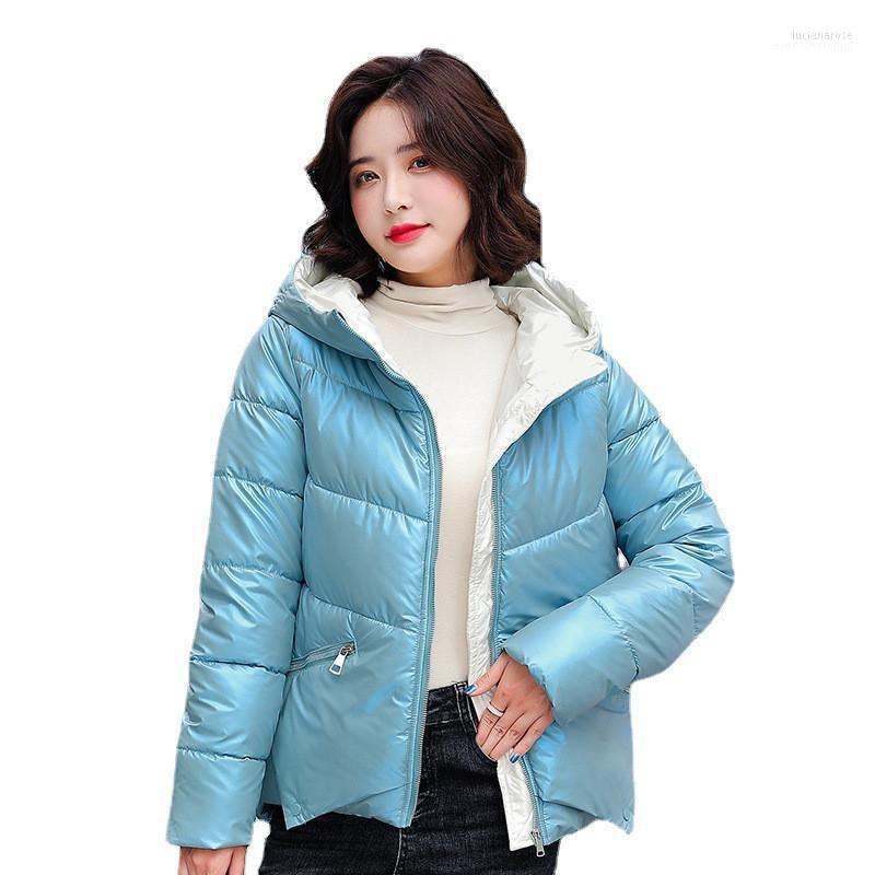 

Women's Down & Parkas 2022 Winter Snow Wear Coat Women Jacket Thick Warm Cotton Padded Parka Stand Collar Female Jackets Outwear Plus Size L, Haze blue