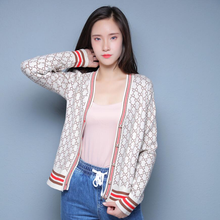 

2022 Women's Sweaters Spring Autumn Dot Cartoon Knit Cardigan Women V Neck Long Sleeve Knitwear Pull femme Harajuku Sweater, Red