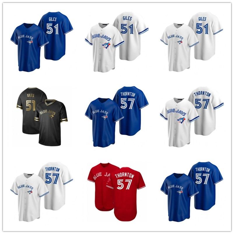 

2021 Blue Jay Men Women Youth 51 Ken Giles 57 Trent Thornton Custom Baseball Jersey Blank Replica Alternate blue white gray, 15