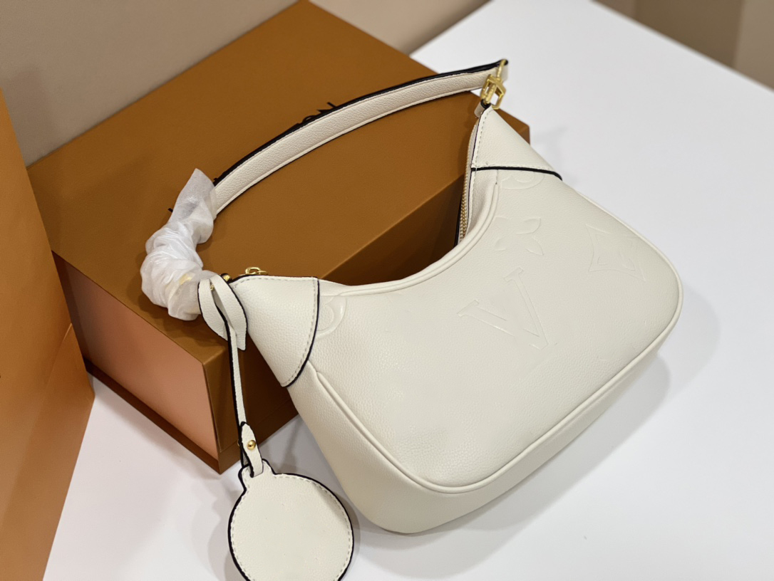 

22Ss Womens Leather Bagatelle Shoulde Bags Embossed Flowers Diagonal Crossbody Bag Luxury Designer UnderArm Handbags For Women Large Capacity Small Size 24*13cm, Brown printing