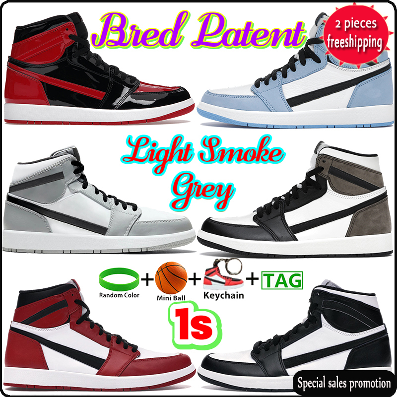 

2022 Newest Bred Patent 1 Basketball shoes 1s Light Smoke Grey University Blue High Dark Mocha Bordeaux Heritage Chicago men women Sneakers NB, #45- japan midnight navy