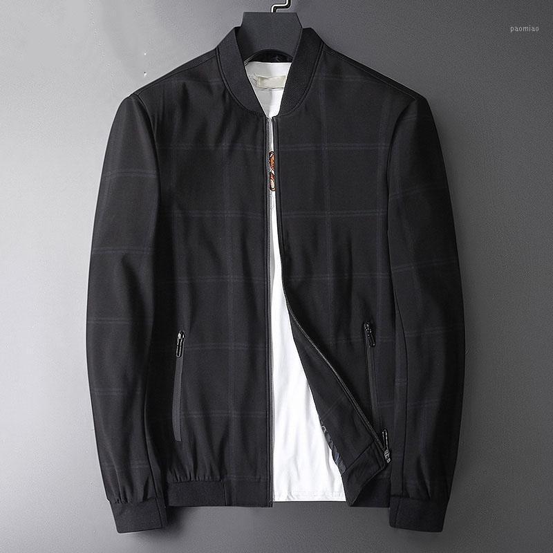 

Men's Jackets Fashion Striped Baseball Style Thin Casual Jacket Men Stand Collar Coat Outerwear For Spring Autumn, Black