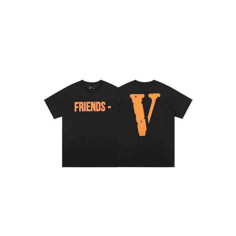 Designer Mens T-shirts Vlones High Quality 2022 Vlones Friends Black Orange Big v Limited Tee Short Sleeve Tshirt Unisex