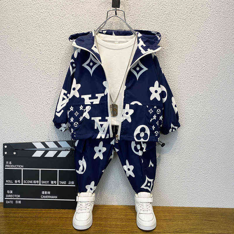 

Cute Baby Girls Jacket and Pant Kids Thick Luxury Designer Coats Hoodie Winter Clothes Infant Childrens Clothing for Boys, Dark blue