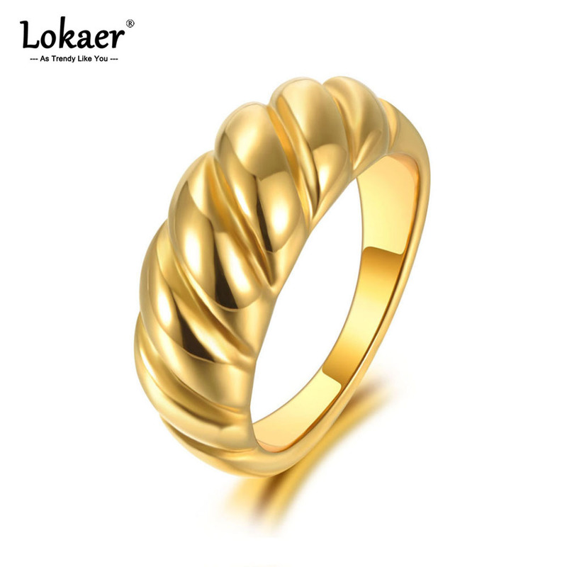 

Lokaer Trendy Stainless Steel Twisted Shape Party Ring Original Design Wedding Jewelry For Women R21001 220716
