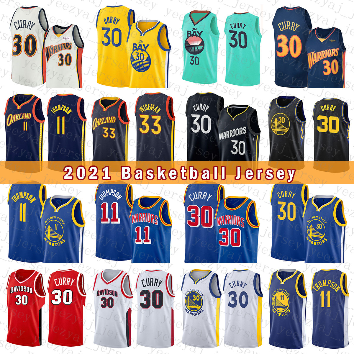 

2022 New Golden''State''Warriors''Men 30 33 11 Basketball Jersey Stephen Curry James Wiseman Klay Thompson 5038, Jersey-yongshi