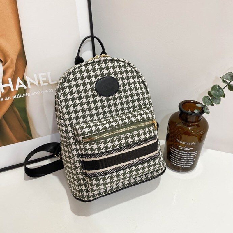 

Christmas Plaid print women backpack big brand mini bag printed small backpacks high-end all-match school bag 028#, White