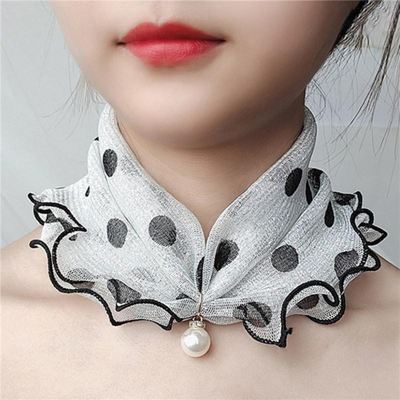 

Scarves Fashion Lace Variety Scarf Necklace Creative Fake Pearl Pendant Chiffon Loop For Women Clothing AccessoriesScarves