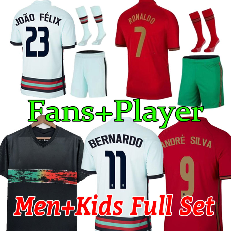 

player verion Portuguesa JOAO FELIX soccer jersey NEVES BERNARDO BRUNO RONALDO FERNANDES Portugieser 2022 Portuguese football shirt Kids kit aldult Men set socks, Away+patch