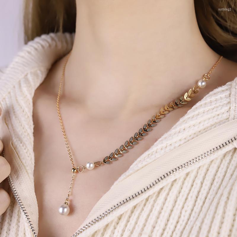 

Choker Chokers Clavicle Chain Necklace Female Tide Net Red High-end Gift Ins Simple Temperament Wheat Ear Pearl Pendant Fashion