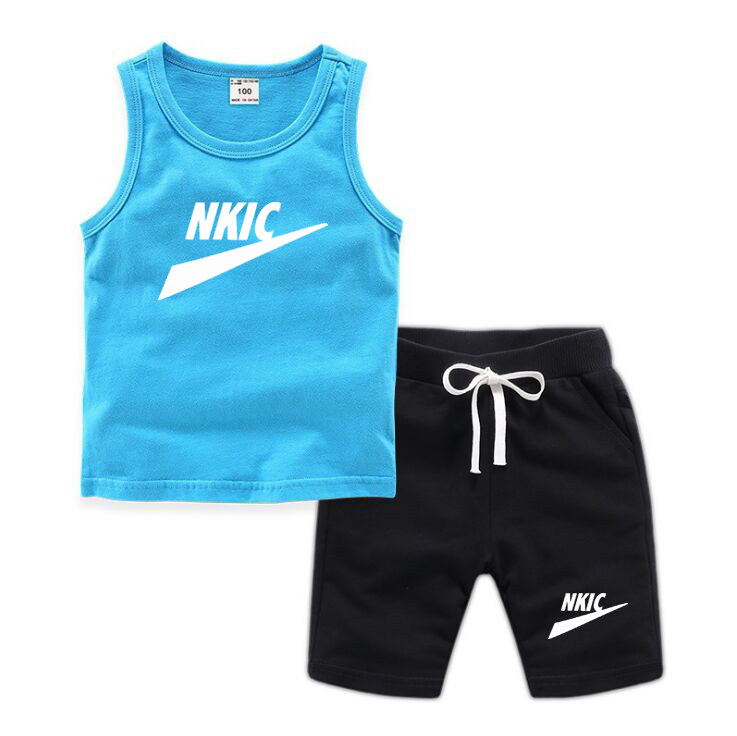 Summer sport sets Brand letter Print Children's T-Shirt Suit Short Sleeve Shorts 2 Piece Kids Sportswear Boys Girls Cotton Casual-image-759832496
