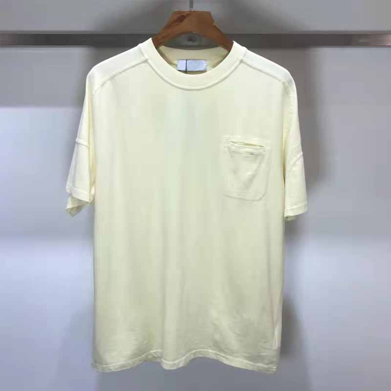 

Men's T-shirts new washed casual solid color bottoming shirt Joker summer trend short sleeve clothes, Yellow