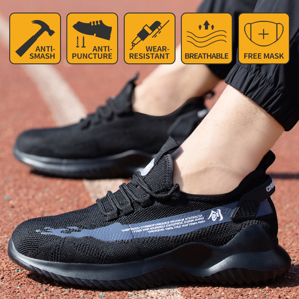 

Mens Safety Shoes Outdoor Steel Toe Cap Shoes Work Boots Anti-smash Anti-puncture High Quality Super Lightweight Boots Elastic, D020