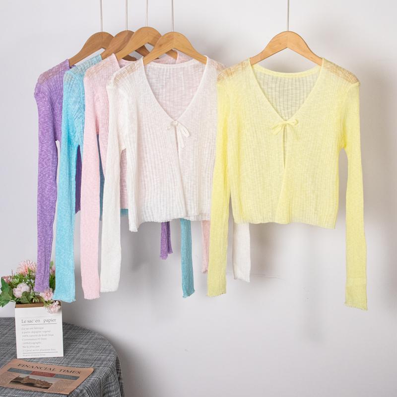 

Women's Blouses & Shirts Shirt Womens Tops Summer 2022 Fashion Brief Knitting Thin Belt White Pink Yellow Lake Blue Purple Women DropWomen's