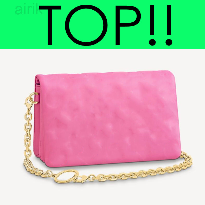 

M80742 COUSSIN Shoulder Flap Bag Designer Womens Cross Body Belt Chain Clutch Bags Key Pouch Tote Handbag Cles, Blue/red lambskin