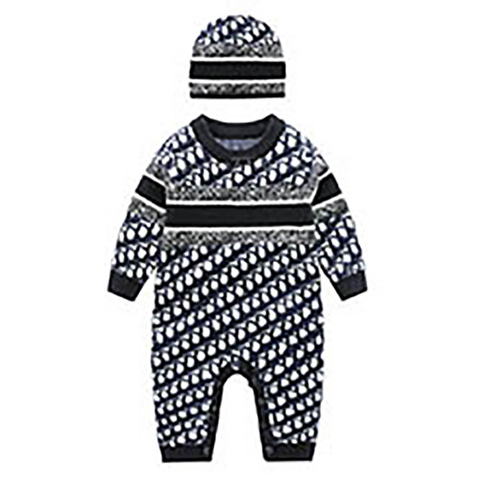 

Kids Designer Knitting Romper Baby Boy Girl Top Quality Long Sleeve Crew Neck Cotton Clothes Newborn Children Sweater, Blue