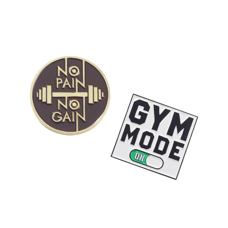 

Customized Brooch Letter Enamel Pin Fashion Jewelry For Men Women Gym Mode No Pain No Gain Vintage Wholesale Colored Brooches Display 1108 D3