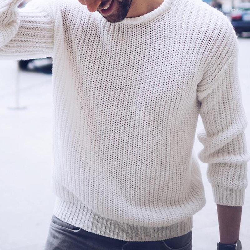 

Men's Sweaters Men Solid Color Round Neck Sweater Long Sleeve Knitted Pullover Mens Clothes Pull Homme Ropa Hombre Perf22, Grey