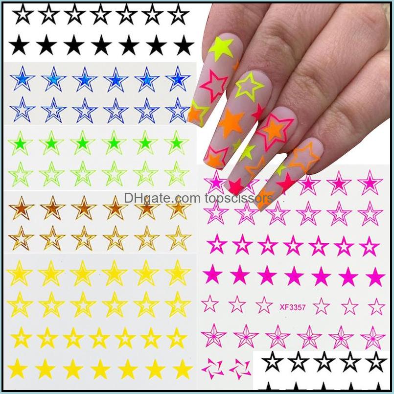 

Stickers Decals Nail Art Salon Health Beauty 50Pcs New Fluorescence Hollow Stars Sticker Five-Pointed Star Decorations Diy Accessories Dro, As pic shown