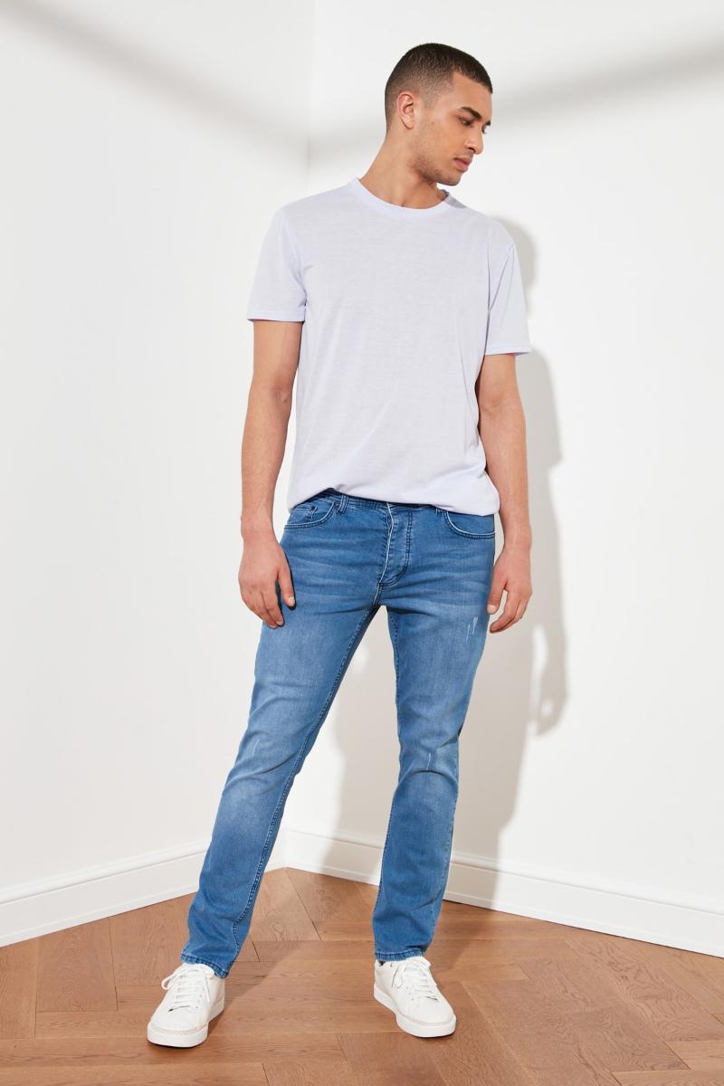 

Men's Jeans Trendyol Men Harrow Destroylu Slim Fit TMNSS21JE0067, Dark mavi
