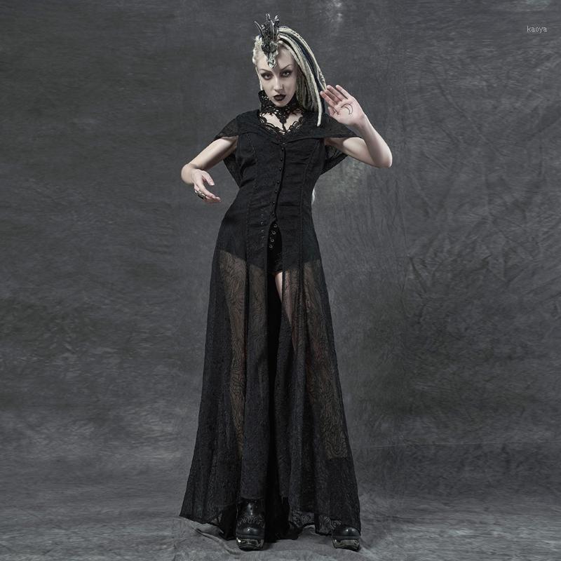

Women's Gothic Simple Hooded Waistcoat Sexy Perspective Elegant Chiffon Long Vest Tanks & Camis, Black