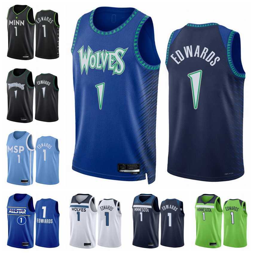 

Top Minnesota''Timberwolves''Men 1 Anthony Edwards 2021-22 75th Diamond Anniversary Royal Basketball Jersey
