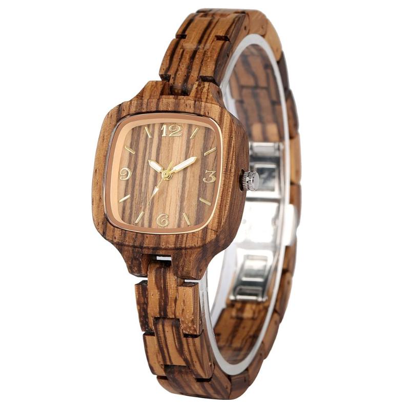 

Wristwatches Analog Wooden Watch Ladies Full Wood Women's Wristwatch Creative Female Clock Wrist Bangle Watches Relogios Femininos De Pu, Wooden watch 1