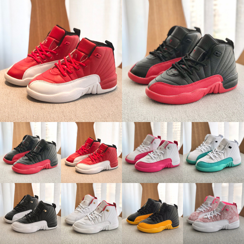 

2022 New 12S kids Basketball Shoes 12 XII Twist Grind Flu Game University Gold Gamma Blue Dark Concord Royalty Indigo Game Royal Taxi French Children Sneakers US 8C-5Y, As picture 22