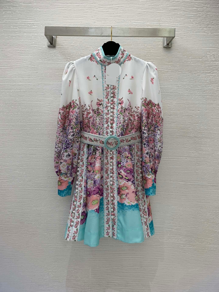 62 2022 Runway Dress Crew Neck Long Sleeve Empire Brand Same Style Dress Flora Print High Quality Womens Clothes wein